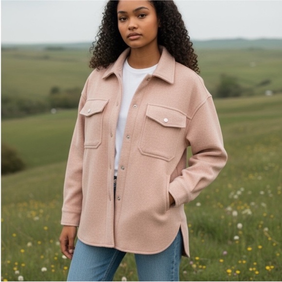 Zara Soft Pink Utility Shacket large - Picture 1 of 16